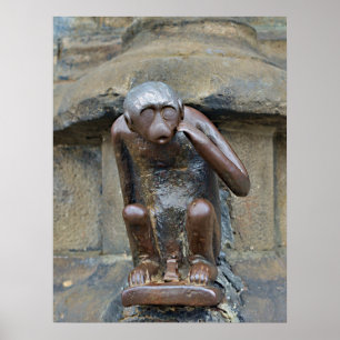 Mittelalterliche Statue eines Affen auf dem Grand Poster
