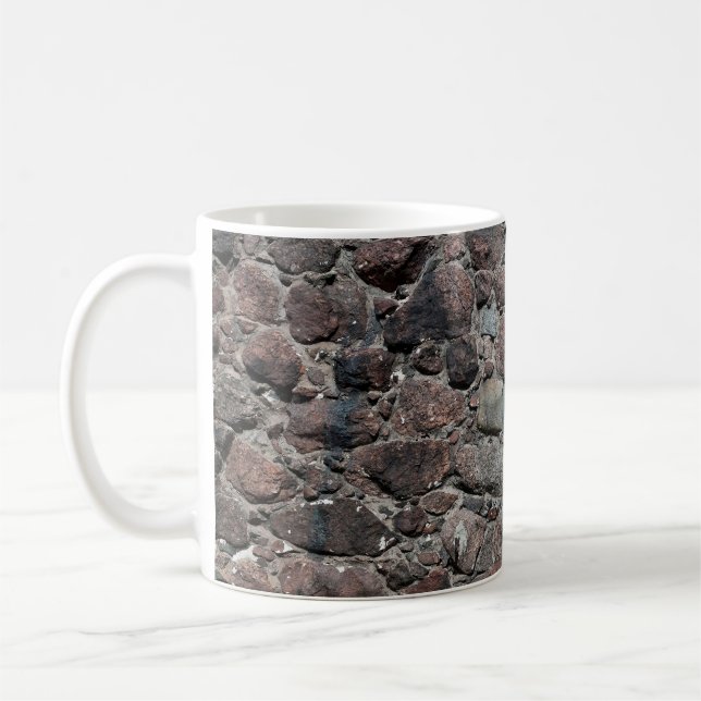 Mittelalterliche Steinmauer-Textur Kaffeetasse (Links)