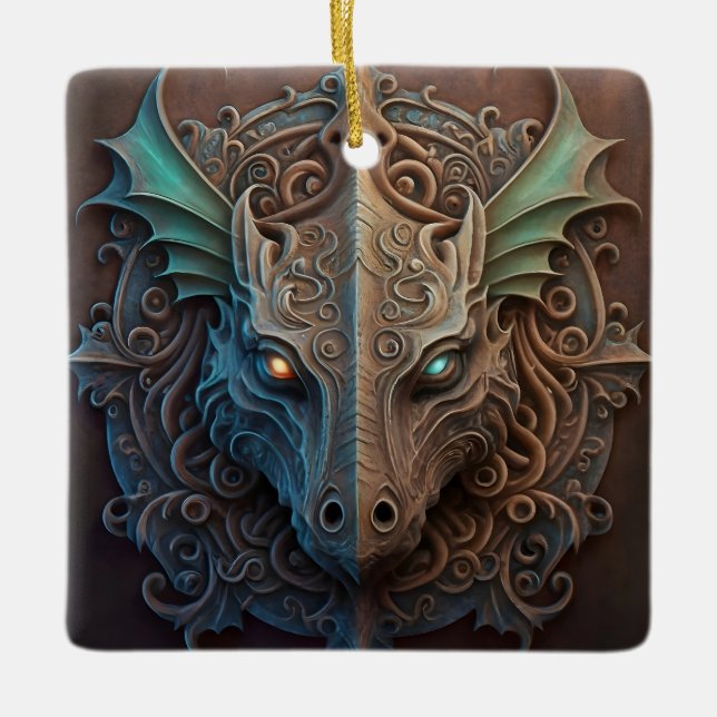 Mittelalterliche Stone Gargoyle Dragon Carving Keramikornament (Vorderseite)