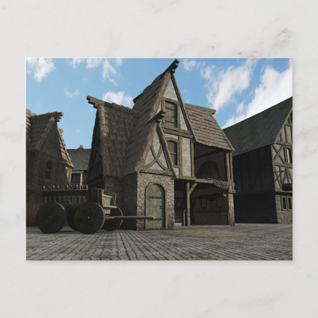 Mittelalterliche Straßen-Szene - 3 Postkarte (Vorderseite)