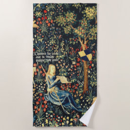 Mittelalterliche Tapisserie-Hirten und Schafe Strandtuch