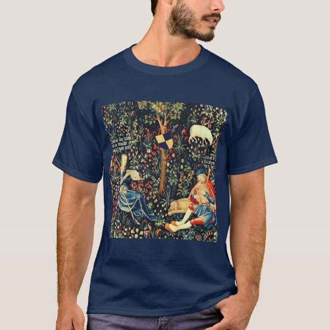 Mittelalterliche Tapisserie-Hirten und Schafe T-Shirt (Vorderseite)