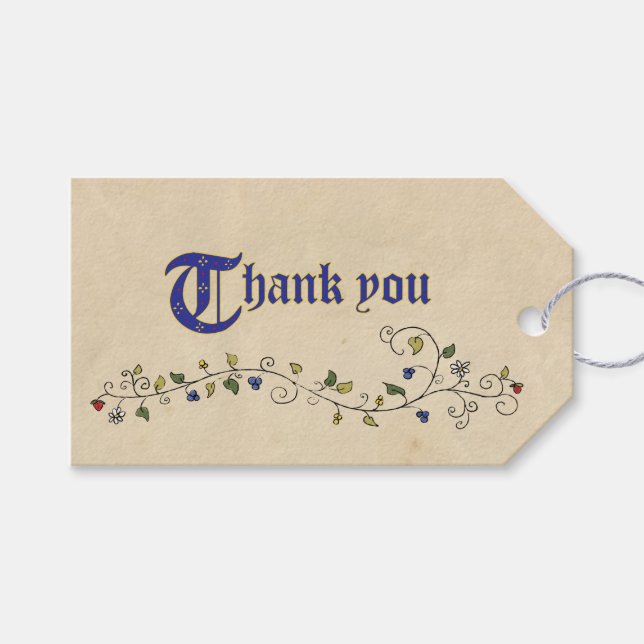 Mittelalterliche Tiere danken Ihnen für das Kennze Geschenkanhänger (Vorderseite (Horizontal))