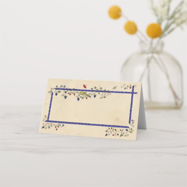 Mittelalterliche Tiere gefaltete Platzkarte (Vorderseite)