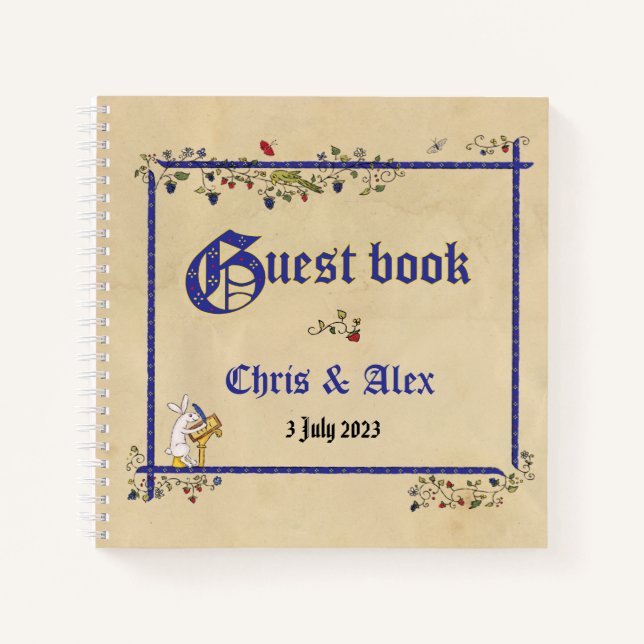 Mittelalterliche Tiere Hochzeitsbuch Notizbuch (Vorderseite)