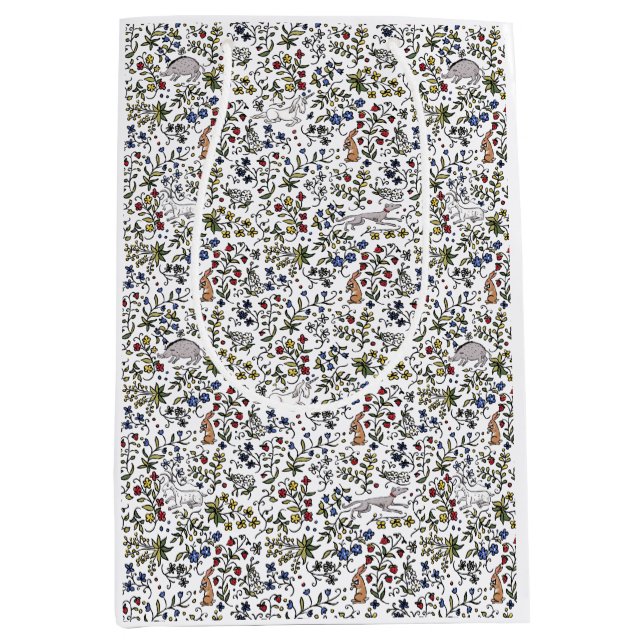 Mittelalterliche Tiere Mill flecht weiße Geschenkt Mittlere Geschenktüte (Vorderseite)