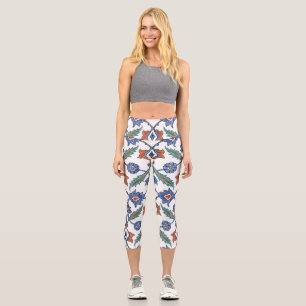 Mittelalterliche türkische Fliesen: Blumendekorati Capri Leggings