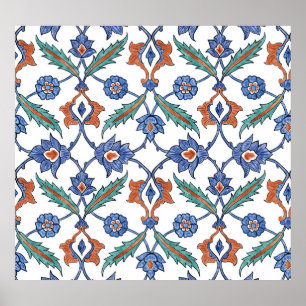 Mittelalterliche türkische Fliesen: Blumendekorati Poster