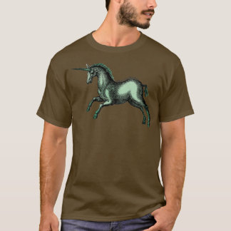 Mittelalterliche Unicorn Illustration Grün T-Shirt