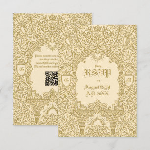 Mittelalterliche Vintage Königliche Gold-Monogramm RSVP Karte