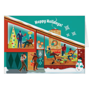 Mittelalterliche Weihnachtskarte des modernen Haus