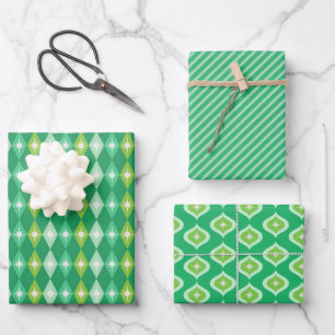 Mittelalterliche Weihnachtszeit mit moderner grüne Geschenkpapier Set