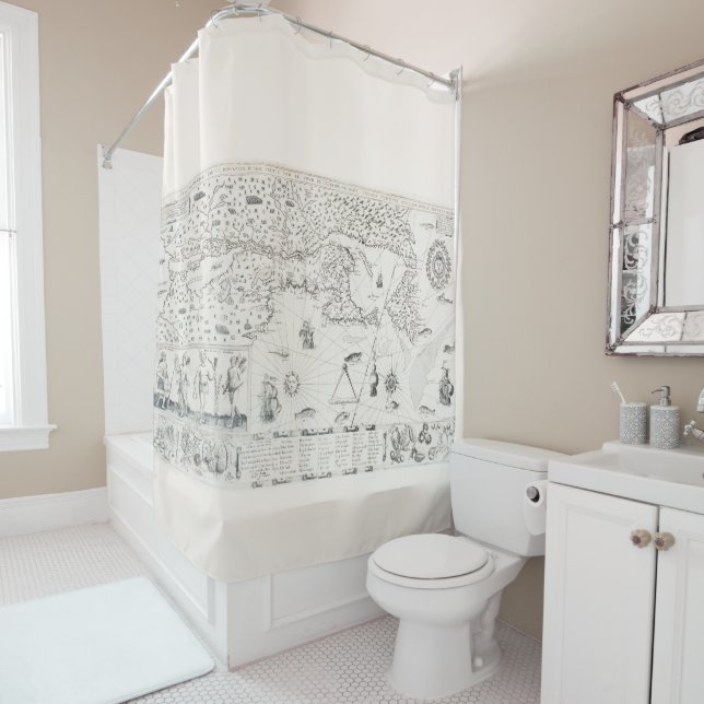 Mittelalterliche Weltkarte Quebec Nouvelle-Frankre Duschvorhang (Beispiel)