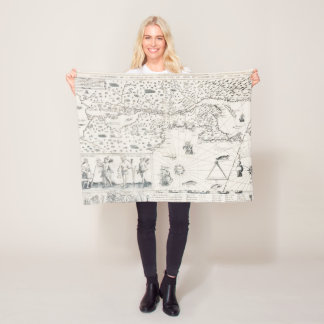 Mittelalterliche Weltkarte Quebec Nouvelle-Frankre Fleecedecke