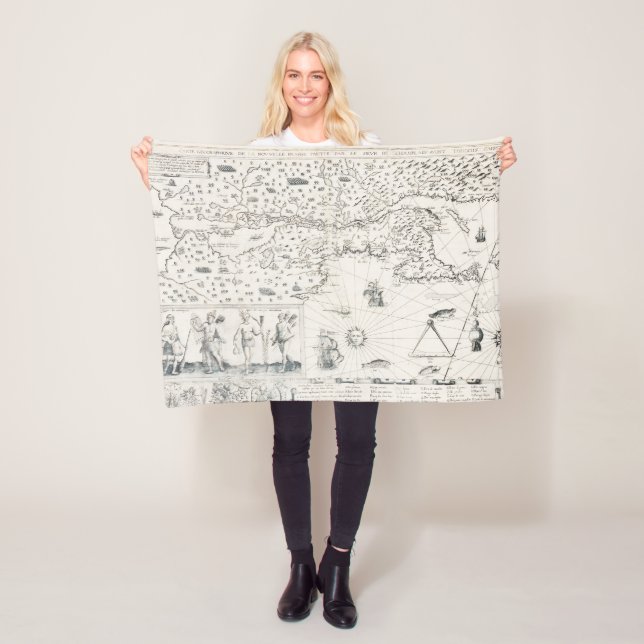 Mittelalterliche Weltkarte Quebec Nouvelle-Frankre Fleecedecke (Beispiel)