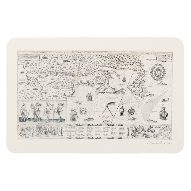 Mittelalterliche Weltkarte Quebec Nouvelle-Frankre Magnet (Horizontal)