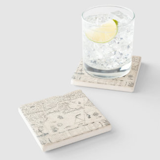 Mittelalterliche Weltkarte Quebec Nouvelle-Frankre Steinuntersetzer