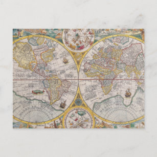 Mittelalterliche Weltkarte von 1525 Postkarte