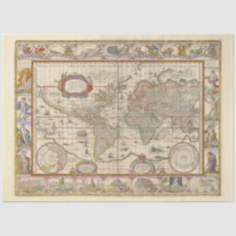 Mittelalterliche Weltkarte (von Willem Blaeu) Seidenpapier