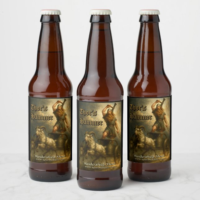 Mittelalterliche Wikinger-Gott Thor Vorlage Bierflaschenetikett (Flaschen)