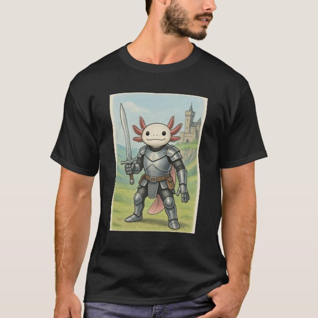 Mittelalterlicher Axolotl-Ritter T-Shirt (Vorderseite)