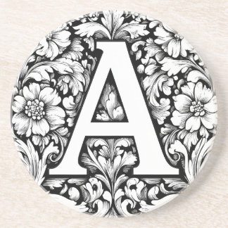 mittelalterlicher beleuchteter Buchstabe A Getränkeuntersetzer