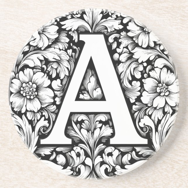 mittelalterlicher beleuchteter Buchstabe A Getränkeuntersetzer (Vorne)