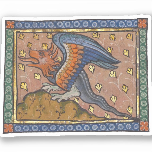 Mittelalterlicher Bestiardrache c. 1270 Aufkleber (Vorderseite)