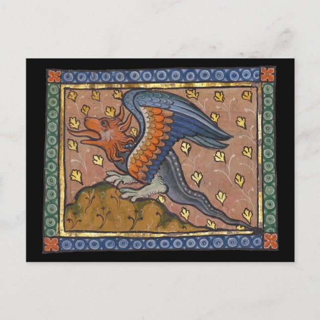 Mittelalterlicher Bestiardrache c. 1270 Postkarte (Vorderseite)