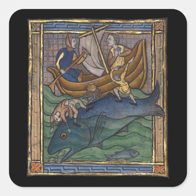 Mittelalterlicher Bestiarwal c. 1270 Quadratischer Aufkleber (Vorderseite)