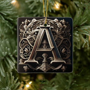 Mittelalterlicher Blumenbrief A Keramikornament