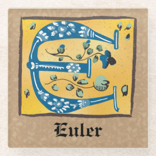 mittelalterlicher blutlichter Letter E Monogramm Glasuntersetzer