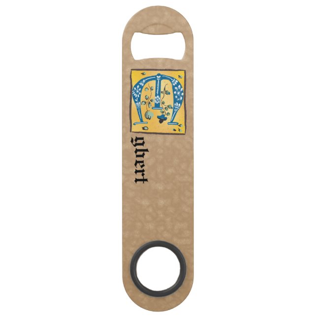 mittelalterlicher blutlichter Letter E Monogramm Speed Flaschenöffner (Vorderseite)