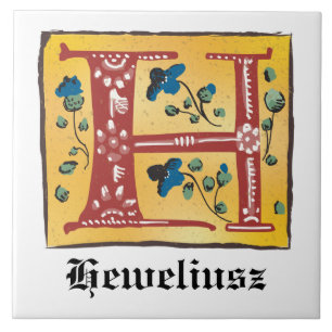 Mittelalterlicher blutlichter Letter H Monogramm Fliese