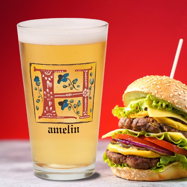 Mittelalterlicher blutlichter Letter H Monogramm Glas (Von Creator hochgeladen)
