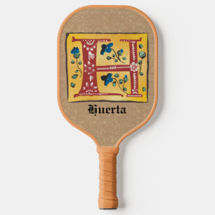 Mittelalterlicher blutlichter Letter H Monogramm Pickleball Schläger