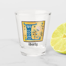 Mittelalterlicher blutlichter Letter L Monogramm Schnapsglas