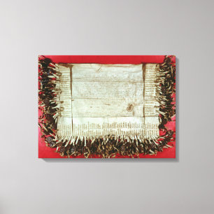 Mittelalterlicher Buchstabe des Protestes von dem Leinwanddruck