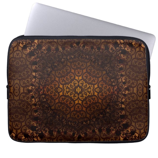 Mittelalterlicher Damask Arabesque Gold Laptop-Sie Laptopschutzhülle (Vorderseite)