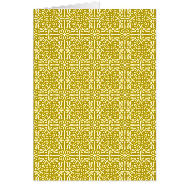 Mittelalterlicher Damast Fleur-de-lis, Senfgold (Vorne)