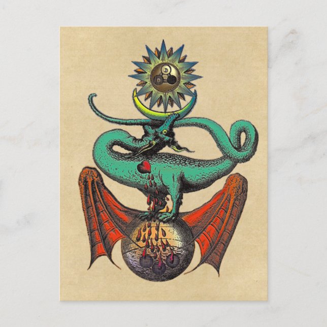 Mittelalterlicher Drache aus dem Ripley Scroll Sep Postkarte (Vorderseite)