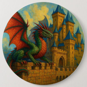 Mittelalterlicher Drachenburgbeschützer Button