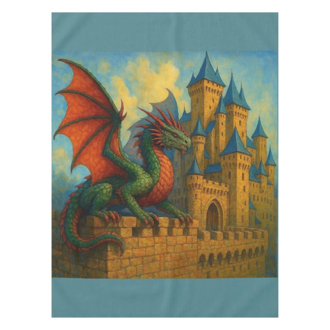 Mittelalterlicher Drachenburgbeschützer Tischdecke (Vorderseite)