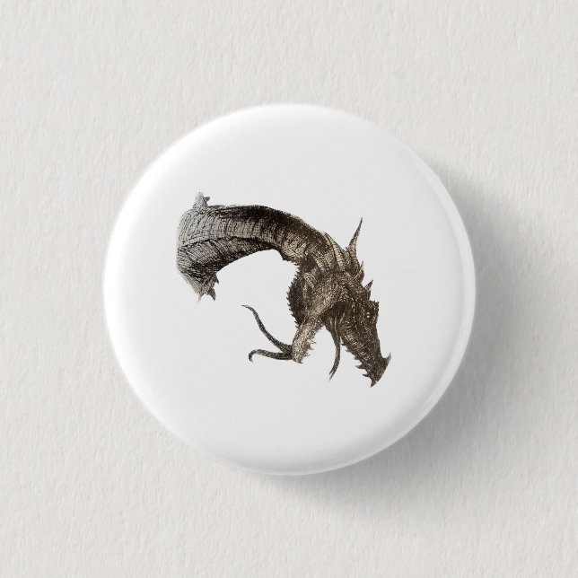 Mittelalterlicher Drachenkopf Button (Vorderseite)
