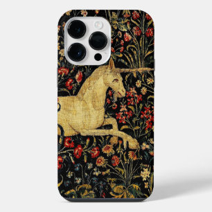 Mittelalterlicher Einhorn-Mitternachts-Blumengarte iPhone 14 Pro Max Hülle