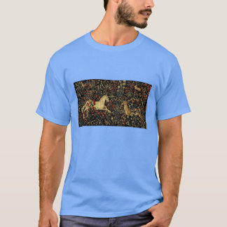 Mittelalterlicher Einhorn-Mitternachts-Blumenwandt T-Shirt