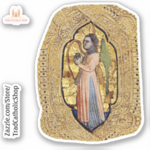 Mittelalterlicher Engel mit Harp Gold Renaissance Aufkleber