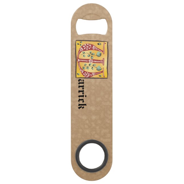 mittelalterlicher, floraler Buchstabe W Monogramm Speed Flaschenöffner (Vorderseite)