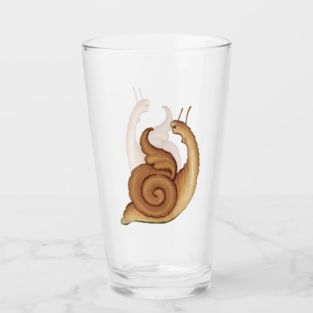 Mittelalterlicher Glasbecher mit schreiender Schne Glas (Vorderseite)