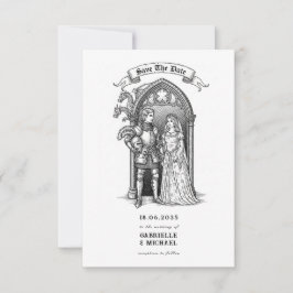 mittelalterlicher gotischer Ritter Braut Bräutigam Save The Date